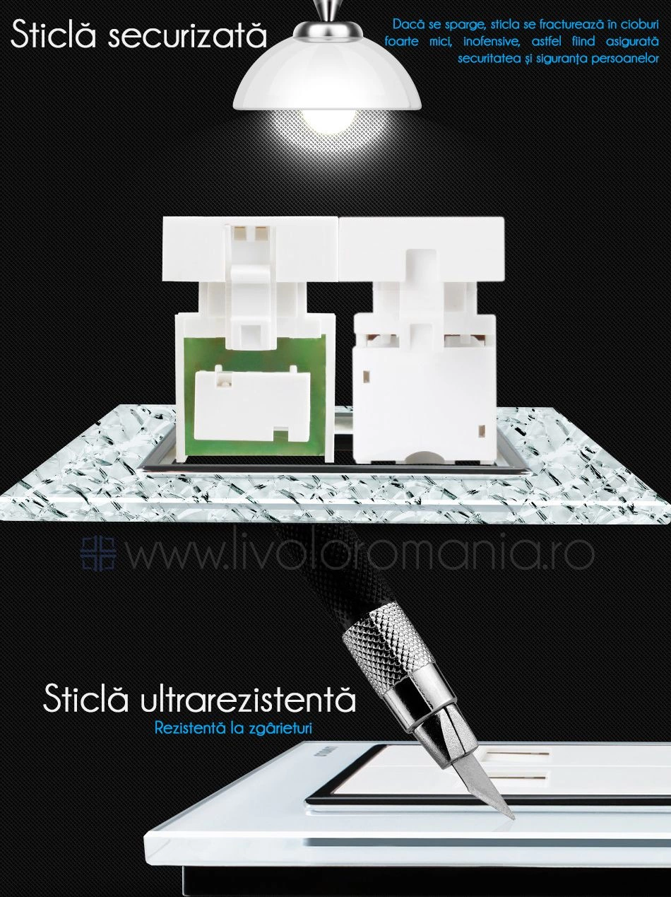 Priză dublă telefon + rețea calculator, RJ11+RJ45, Alb, Livolo