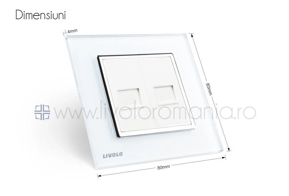 Priză dublă telefon + rețea calculator, RJ11+RJ45, Auriu, Livolo