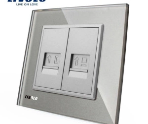 Priză dublă telefon + rețea calculator, RJ11+RJ45, Gri, Livolo