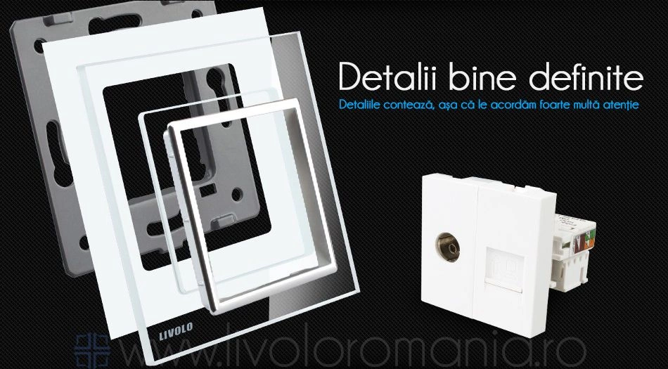 Priză dublă TV + rețea calculator, TV+RJ45, Auriu, Livolo