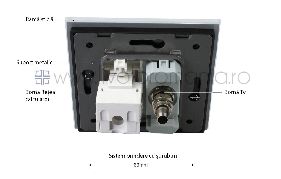 Priză dublă TV + rețea calculator, TV+RJ45, Auriu, Livolo
