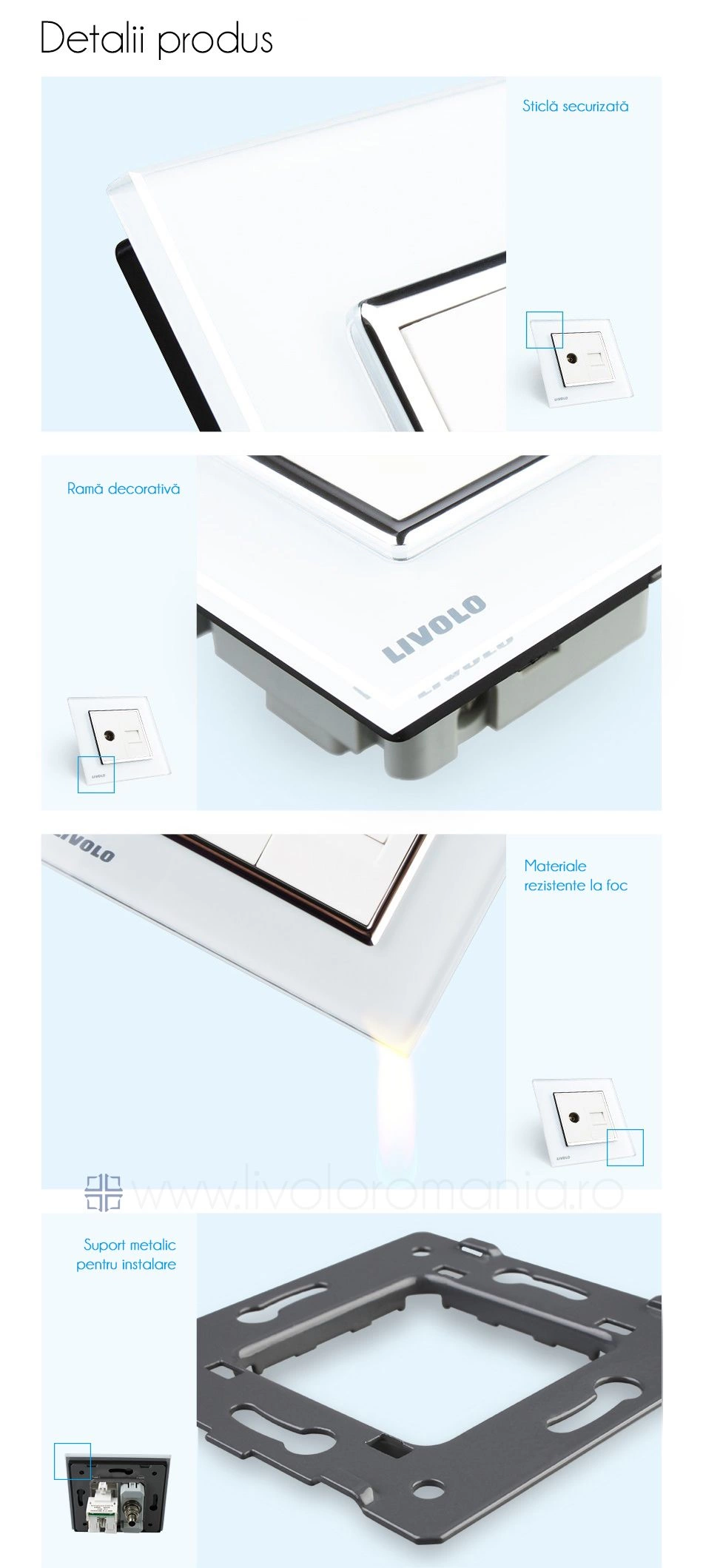 Priză dublă TV + rețea calculator, TV+RJ45, Auriu, Livolo