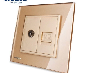 Priză dublă TV + rețea calculator, TV+RJ45, Auriu, Livolo