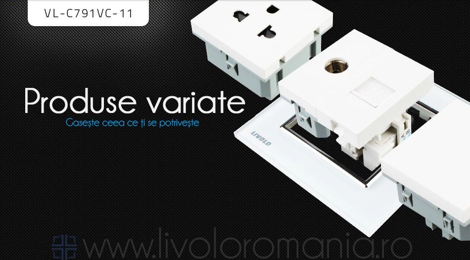 Priză dublă TV + rețea calculator, TV+RJ45, Gri, Livolo