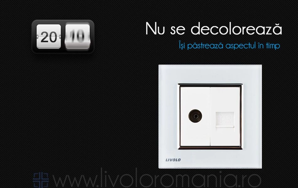 Priză dublă TV + rețea calculator, TV+RJ45, Gri, Livolo