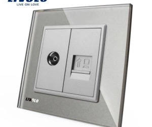 Priză dublă TV + rețea calculator, TV+RJ45, Gri, Livolo