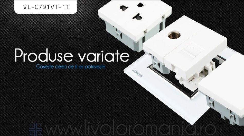 Priză dublă TV + telefon, TV+RJ11, Negru, Livolo