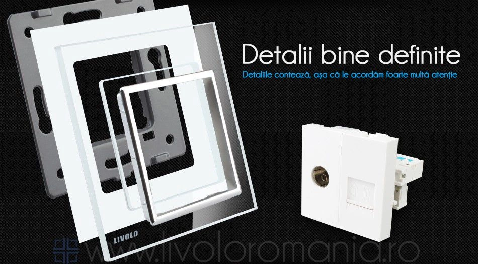Priză dublă TV + telefon, TV+RJ11, Negru, Livolo