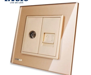 Priză dublă TV + telefon, TV+RJ11, Auriu, Livolo