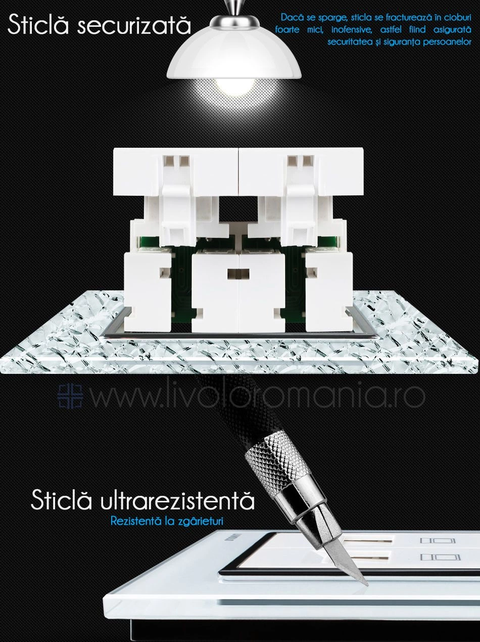 Priză dublă reţea calculator, 2xRJ45, Alb, Livolo