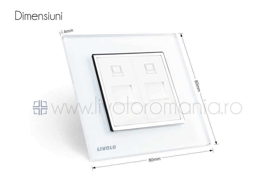 Priză dublă reţea calculator, 2xRJ45, Negru, Livolo