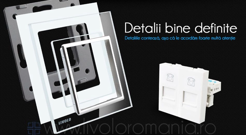 Priză dublă telefon, 2xRJ11, Alb, Livolo