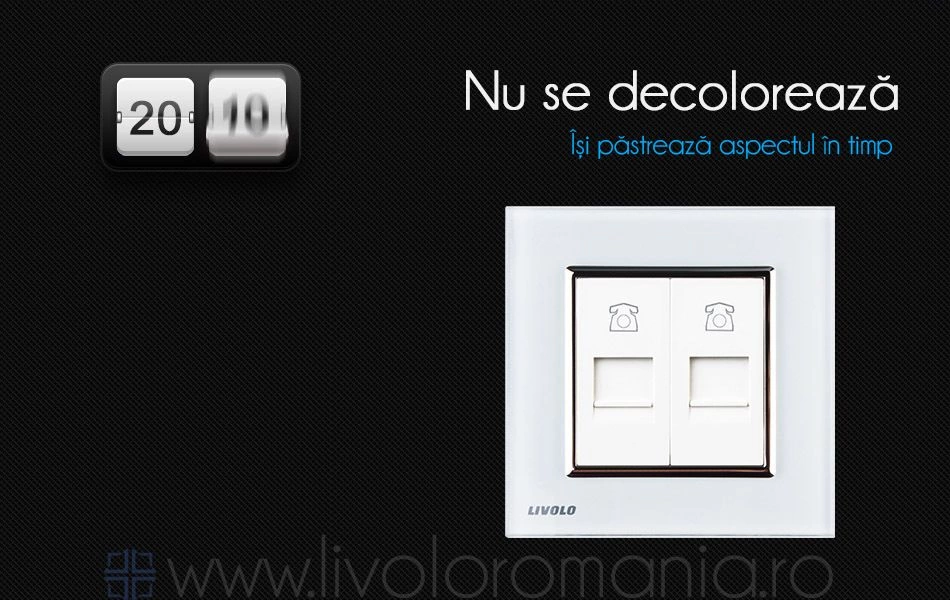 Priză dublă telefon, 2xRJ11, Negru, Livolo