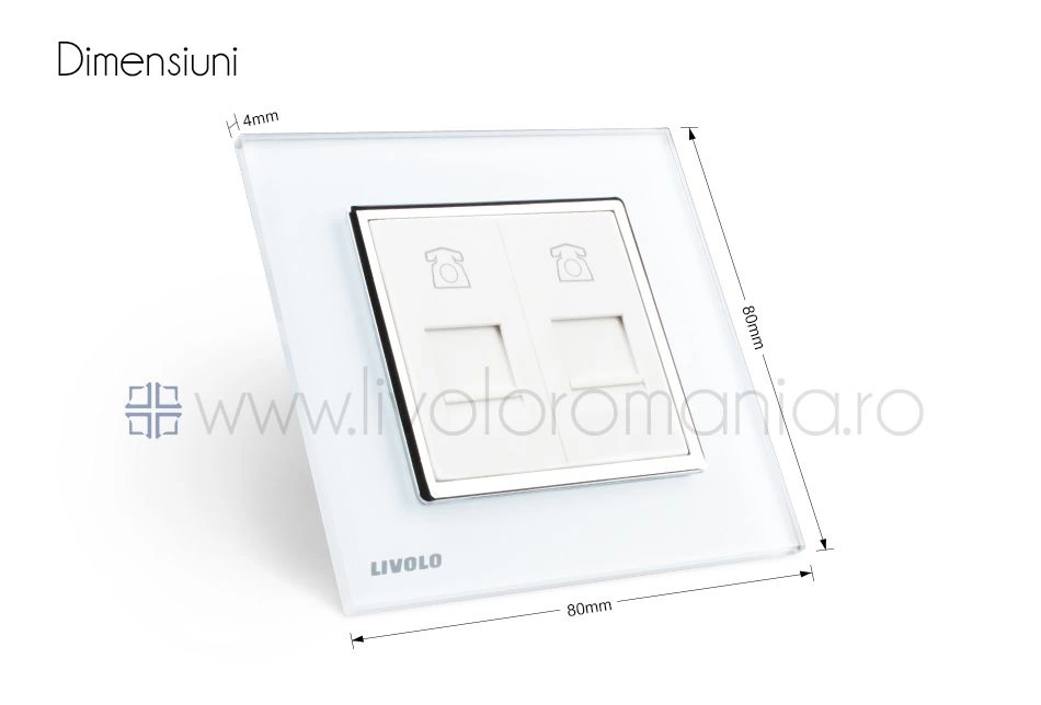 Priză dublă telefon, 2xRJ11, Negru, Livolo