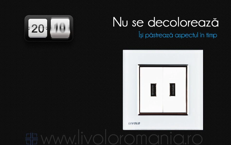 Priză dublă USB, Alb, Livolo