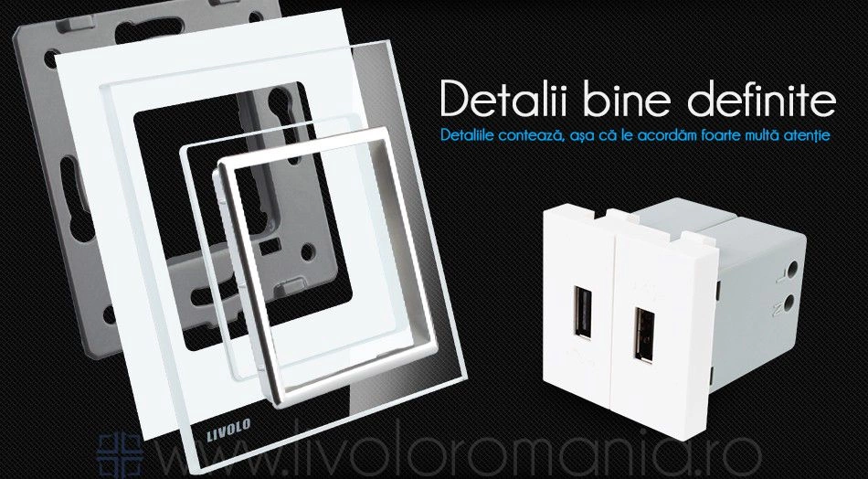 Priză dublă USB, Auriu, Livolo