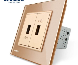 Priză dublă USB, Auriu, Livolo