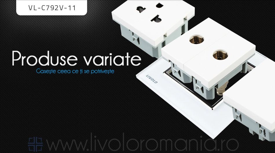 Priză dublă TV, 2xTV, Negru, Livolo