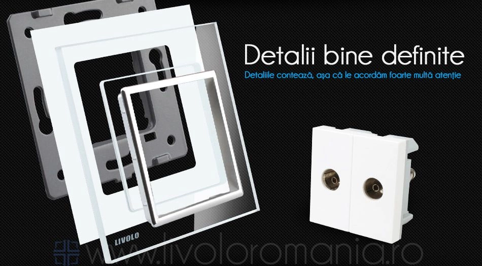 Priză dublă TV, 2xTV, Negru, Livolo