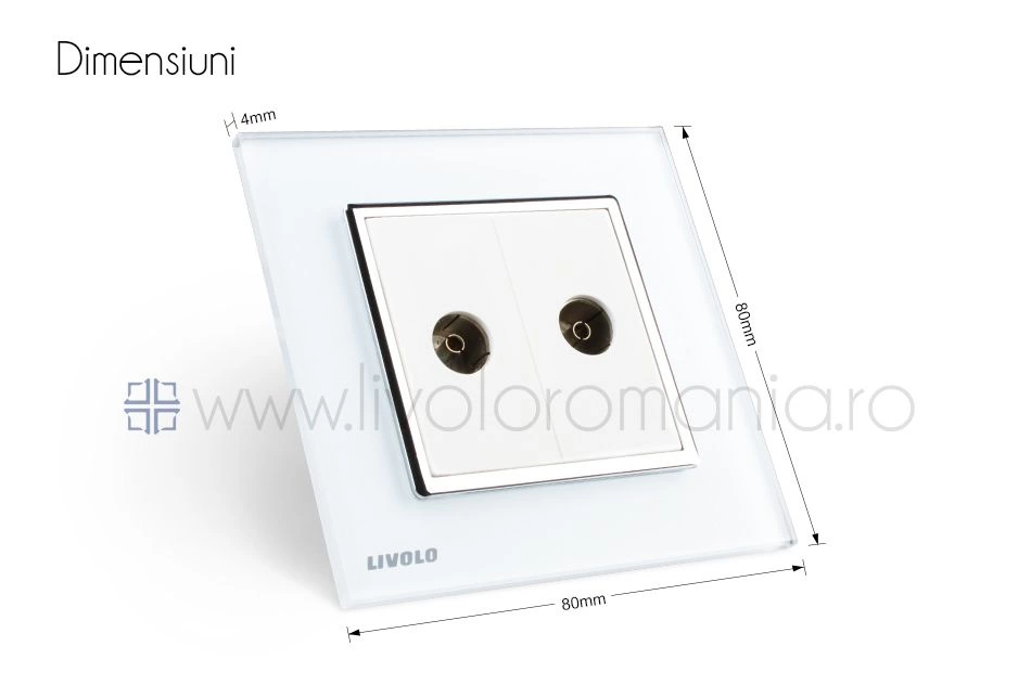 Priză dublă TV, 2xTV, Negru, Livolo