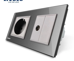 Priză dublă Schuko + Tv , Gri, Livolo