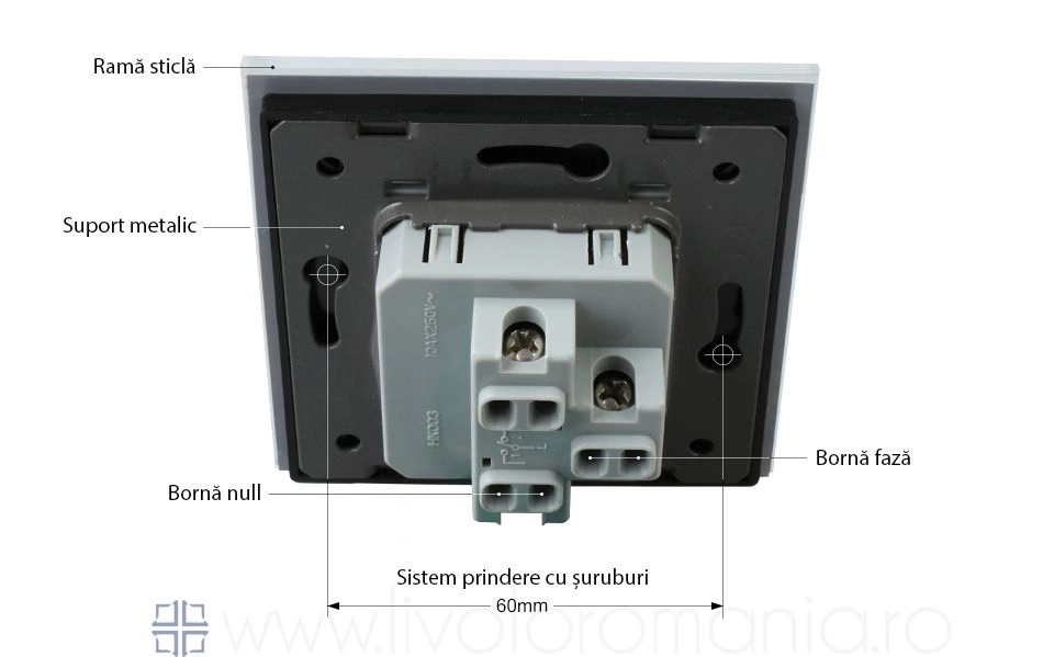 &Icirc;ntrerupător mecanic simplu, Gri, Livolo
