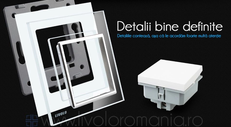 &Icirc;ntrerupător mecanic simplu, cap-scară, Negru, Livolo