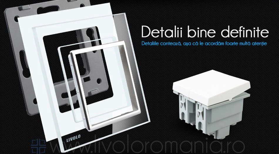 &Icirc;ntrerupător mecanic dublu, Negru, Livolo