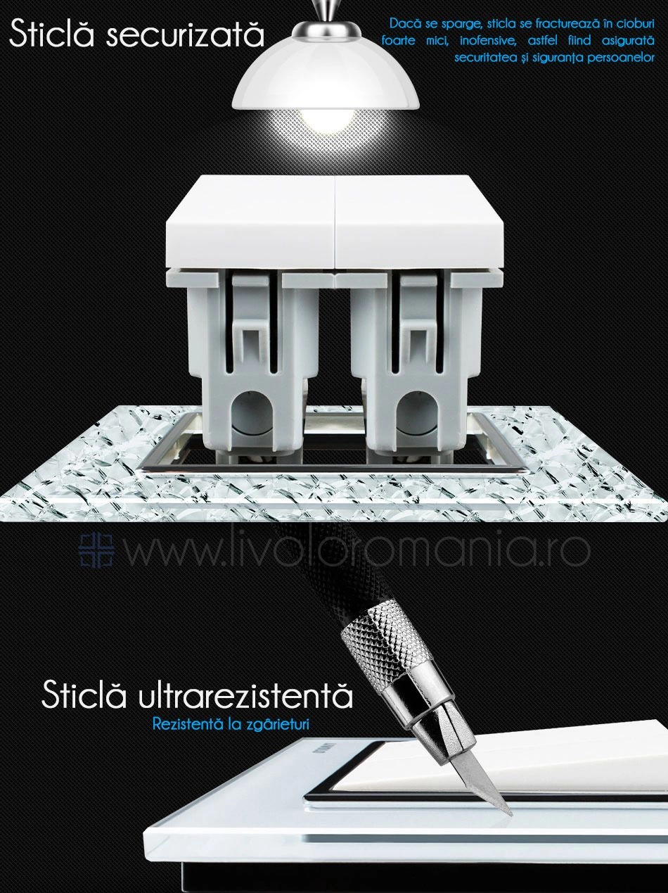 &Icirc;ntrerupător mecanic dublu, Auriu, Livolo