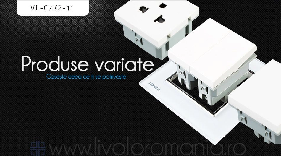 &Icirc;ntrerupător mecanic dublu, Gri, Livolo