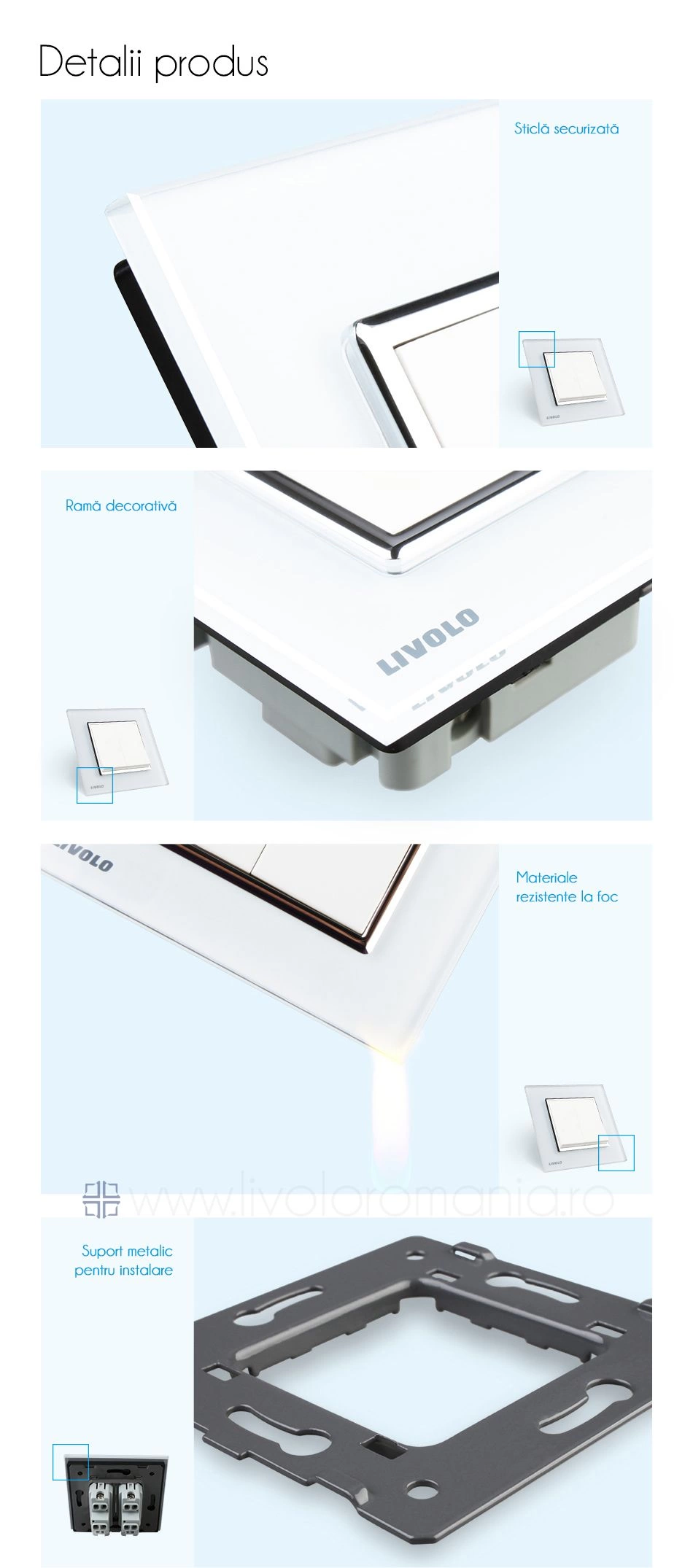 &Icirc;ntrerupător mecanic dublu, Gri, Livolo