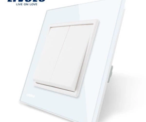 Întrerupător mecanic dublu, cap scară / cruce, Alb, Livolo