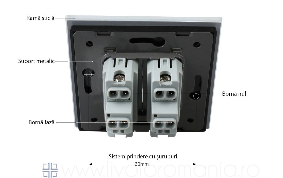 &Icirc;ntrerupător mecanic dublu, cap scară / cruce, Gri, Livolo
