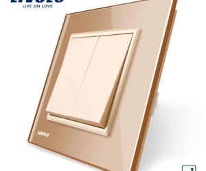 Întrerupător mecanic dublu, cap scară / cruce, Auriu, Livolo