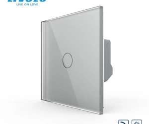 Întrerupător simplu tactil, dimabil, wireless - control din telecomanda RF, cu panou sticla, Generatia Noua, Gri, Livolo