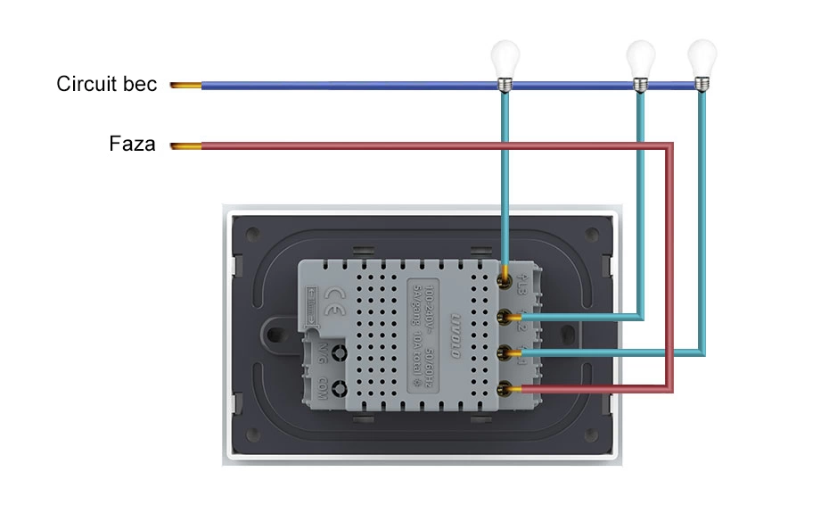 Intrerupator simplu, standard italian, control telecomanda RF, cu panou sticla, 3M, Auriu, Livolo