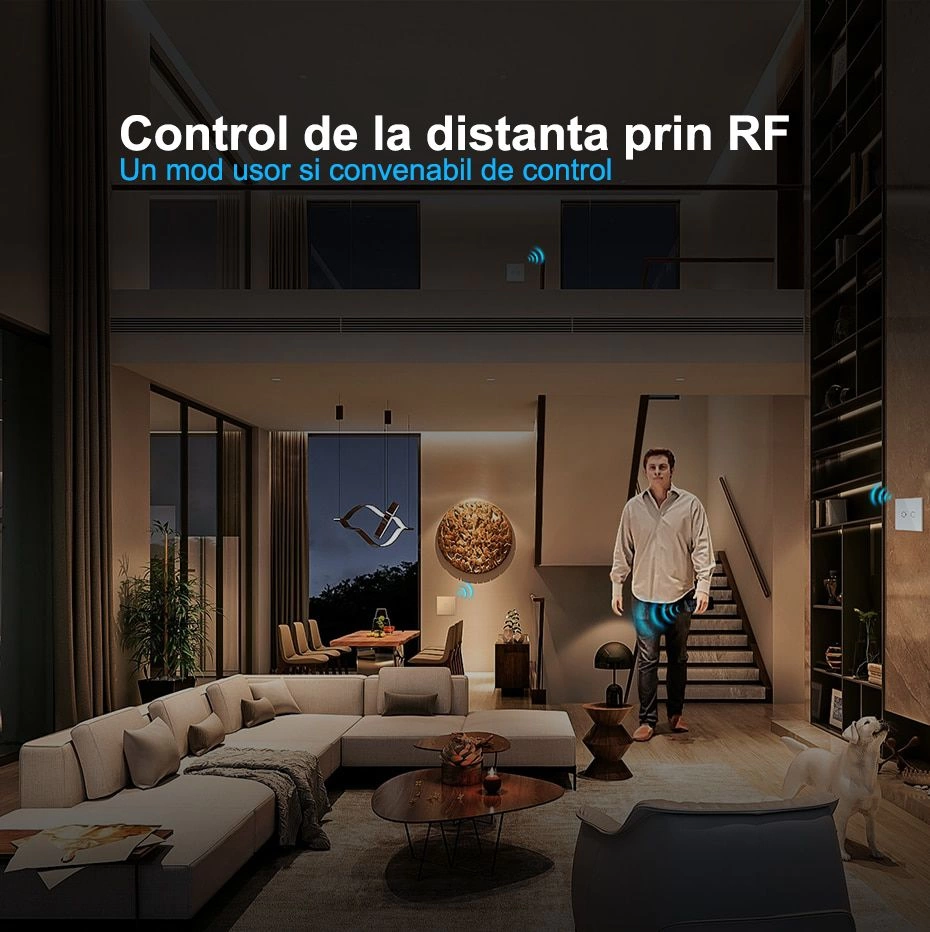 Intrerupatoare simplu + dublu wireless RF + telecomanda RF 10 circuite, generatia noua, Alb, Livolo