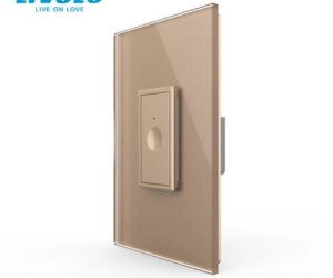 Intrerupator simplu tactil, 1M, cap scara / cap cruce, cu rama sticla, Auriu, Livolo