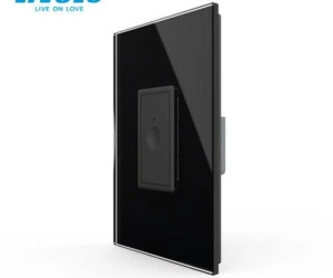 Intrerupator simplu tactil, 1M, cap scara / cap cruce, cu rama sticla, Negru, Livolo