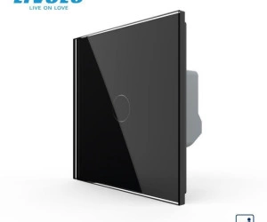 Întrerupător simplu tactil, cap scara / cap cruce, cu panou sticla, Generatia Noua, Negru, Livolo