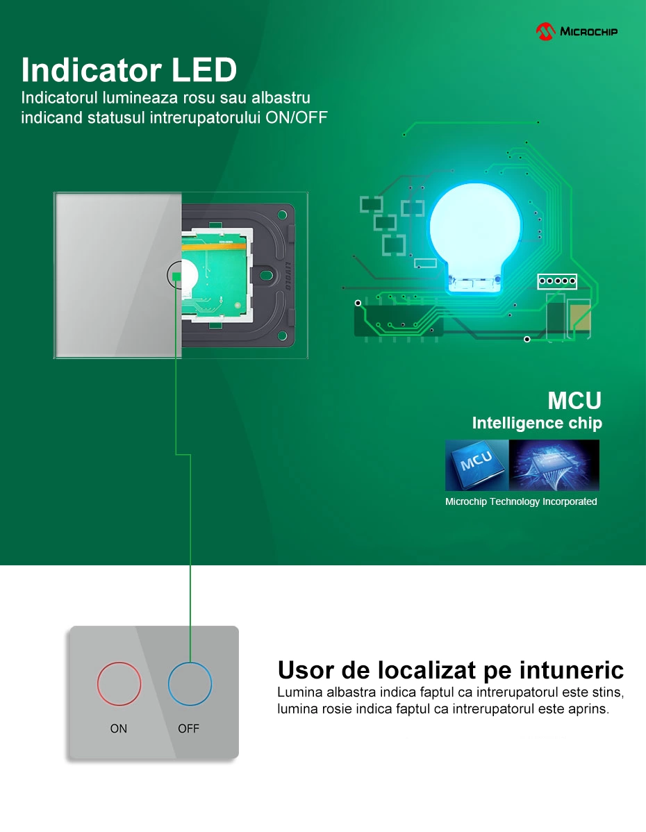 Intrerupator simplu, standard italian, cap scara / cap cruce, cu panou sticla, 3M, Auriu, Livolo