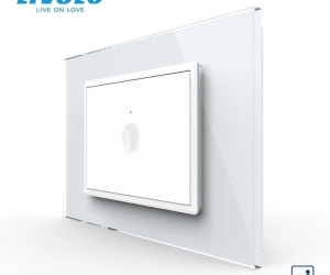 Intrerupator simplu tactil, cap scara / cap cruce, standard italian, cu rama sticla, 3M, Alb, Livolo