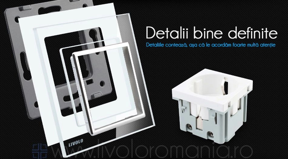 &Icirc;ntrerupător dublu + priză simplă, generatia noua, Alb, Livolo