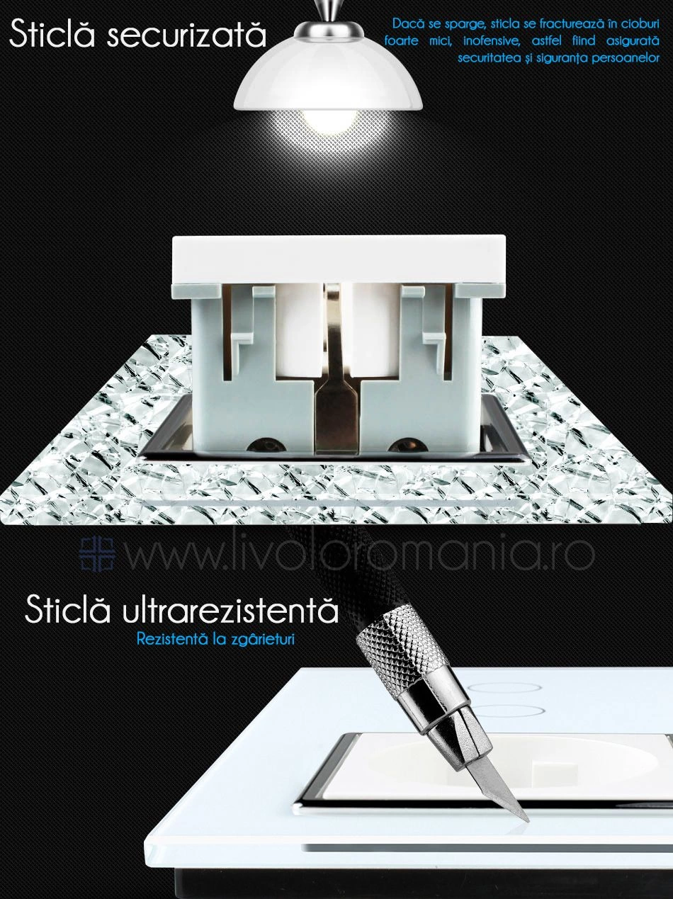 &Icirc;ntrerupător dublu + priză simplă, generatia noua, Alb, Livolo