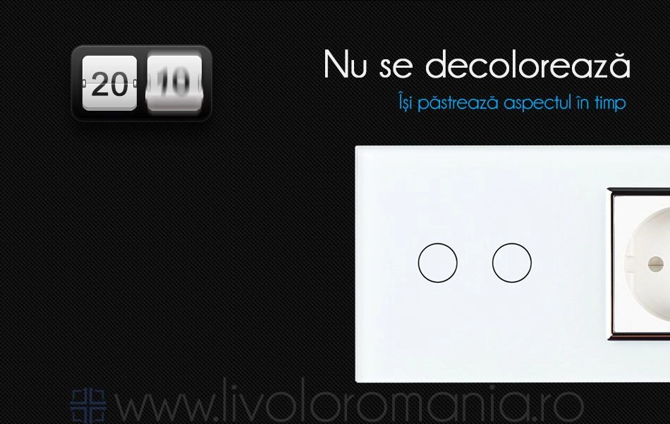 &Icirc;ntrerupător dublu + priză simplă, generatia noua, Alb, Livolo