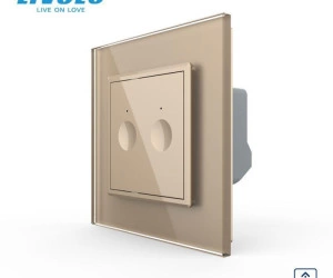 Intrerupator dublu tactil, control draperie, cu rama sticla, Auriu, Livolo