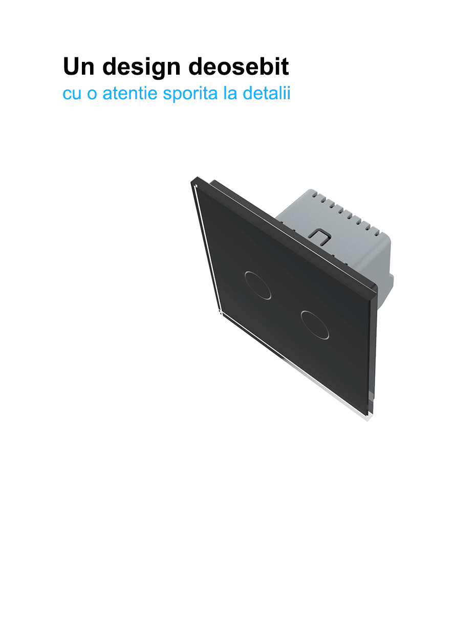 Modul intrerupator dublu tactil, wireless - control din telecomanda RF, Generatia Noua, Livolo