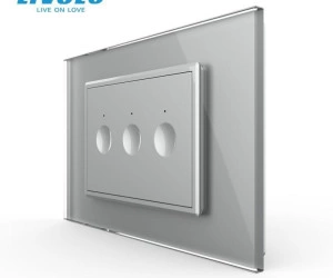 Intrerupator triplu tactil, standard italian, cu rama sticla, 3M, Gri, Livolo