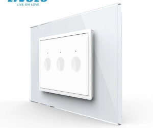 Intrerupator triplu tactil, standard italian, cu rama sticla, 3M, Alb, Livolo