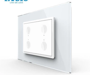 Intrerupator cvadruplu tactil, standard italian, cu rama sticla, 3M, Alb, Livolo